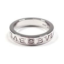 【日本直送 中古美品】10.5号 ブルガリ BVLGARI リング・指輪 ブルガリブルガリ ダブルロゴ  1P ダイヤ K18ホワイトゴールド
