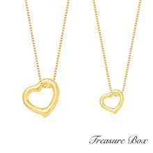 藏寶箱金飾9999黃金純金Open Heart愛心流行親子對鍊立體墜子項鍊