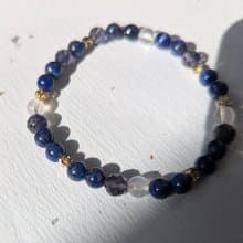 青金石X堇青石X月光石 水晶設計手鍊