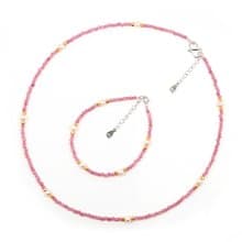 【正佳珠寶】天然淡水珍珠 極細粉碧璽 珍珠項鍊 珍珠手鍊