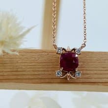 旺旺來18K玫金紅寶石鑽石項鍊