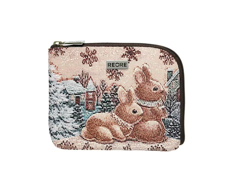 拉鍊短夾  零錢包 L型 / 防潑水 平織緹花 極光霜兔 經典麥亞