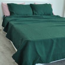 Forest green linen sheet set / Flat+fitted sheet+2 pillowcases/Green bedding