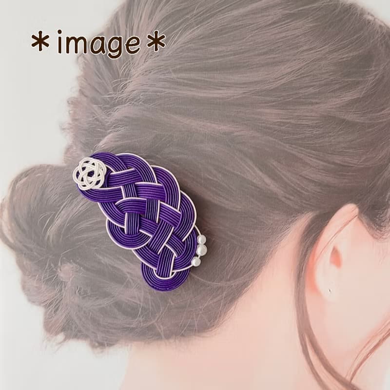 水引の和風バレッタ・ベージュ・着物や浴衣に・和風ヘアアクセサリー・日本伝統【ギフト】紫