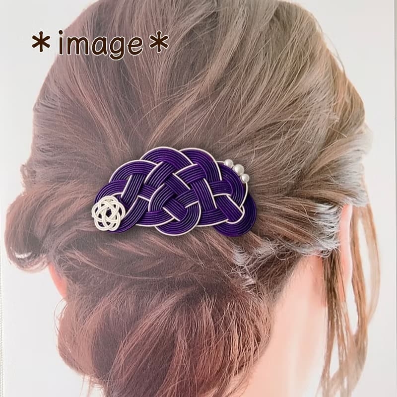 水引の和風バレッタ・ベージュ・着物や浴衣に・和風ヘアアクセサリー・日本伝統【ギフト】紫