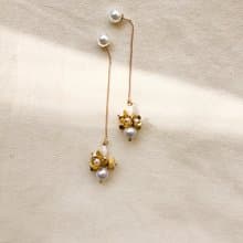 小雛菊系列- 珍珠 垂釣 耳環 耳夾 禮物