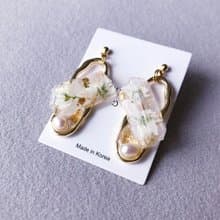【茜作】乾燥花手工定制耳環 耳夾 耳針 耳墜 聖誕飄雪 吊墜設計