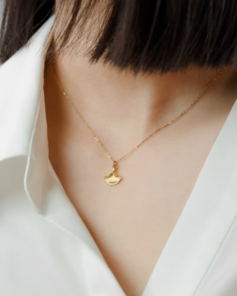 花語銀杏耳環項鍊禮盒 925純銀鍍18k金