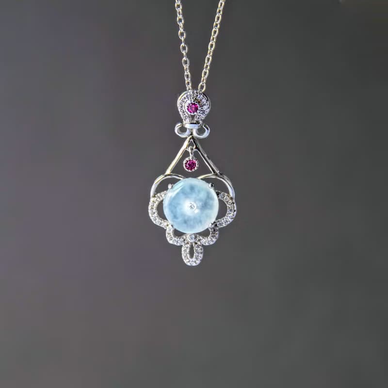 緬甸翡翠 平安扣 3月生日石 夏天 純銀項鍊