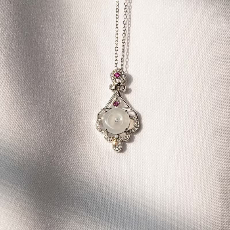 緬甸翡翠 平安扣 3月生日石 夏天 純銀項鍊