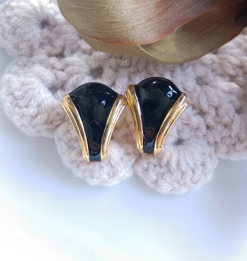 Vintage Jewelry 西洋古董飾品 優雅 復古 摩登 黑色調 針式耳環
