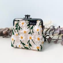 立體刺繡小白花 雙格 口金包 卡片包 隨身包 化妝包 雜物包 零錢
