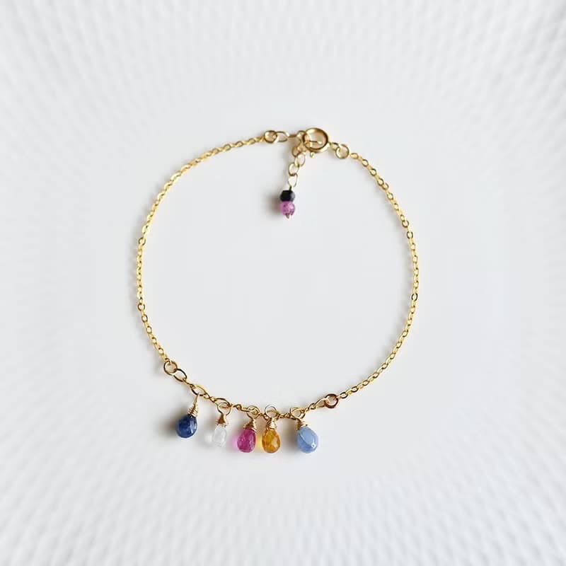 カリスマ性、勝利運などを高める カラフル サファイアのブレスレット 9月誕生石