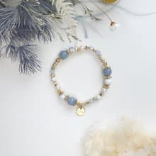 避邪療癒 天使石 珍珠 海藍寶 天然水晶手鏈