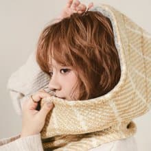 AMBER 系列 - 暮砂 * 米色 混織毛料 圍巾 連帽圍巾