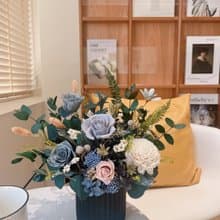質感灰藍永生盆花 永生玫瑰花  開幕盆花 開幕花禮 祝賀禮物 生日