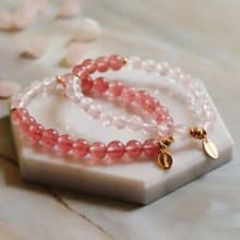 ||星光草莓晶||冰種粉晶||招桃花旺人緣||設計款開運能量水晶手鍊