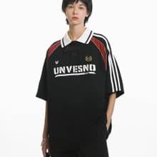 Unvesno (UN) 270克復古運動撞色拼接包條短袖T恤POLO  SWS-1660