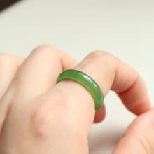 天然和田玉指環戒指碧玉戒指純手工雕刻料子細膩油潤內徑19mm
