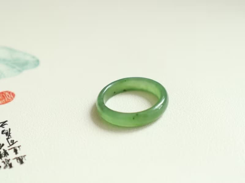 天然和田玉指環戒指碧玉戒指純手工雕刻料子細膩油潤內徑19mm