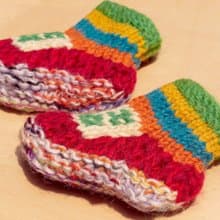 彌月禮盒 限量一件針織純羊毛保暖襪 / 兒童毛襪 / 童毛襪 / 內刷毛襪 / 針織毛襪 / 兒童室內襪 - 鮮豔色系 民族風圖騰