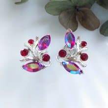 Vintage Jewelry 西洋古董飾品  LISNER 霓虹 枝葉 栓式耳環