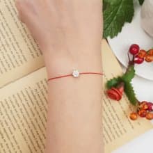 925純銀 七小鑲鑽 圓鑽 手鍊 紅線 手繩 手線 單鑽