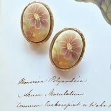1928優雅描花雕花紋框夾式耳環/復古首飾/美國西洋古董飾品