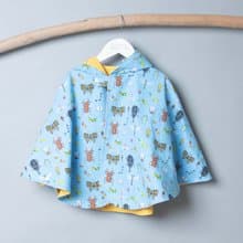 抗風防雨雙面斗篷-自然17(昆蟲)vs黃色防水