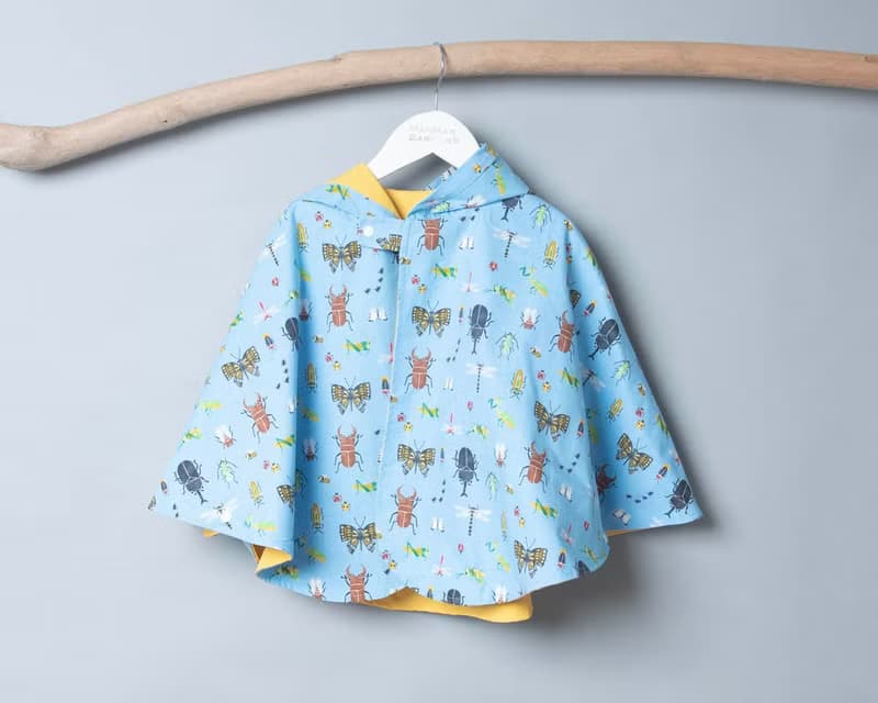 抗風防雨雙面斗篷-自然17(昆蟲)vs黃色防水