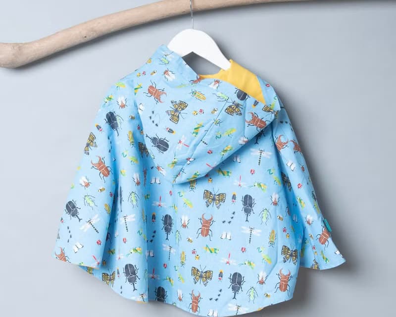 抗風防雨雙面斗篷-自然17(昆蟲)vs黃色防水