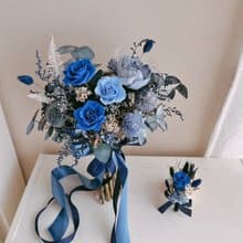 深藍 歐式永生捧花32cm