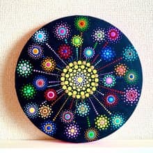 ドットマンダラ　花火 no.6 ピンク　カラフル　25cm
