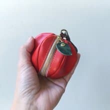 ヌメ革ミニポーチ　pomme　紅玉