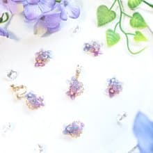 温度で色が変わる　紫陽花　イヤリング　ピアス