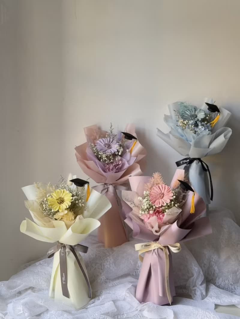 帽子花花/畢業花束/乾燥花束