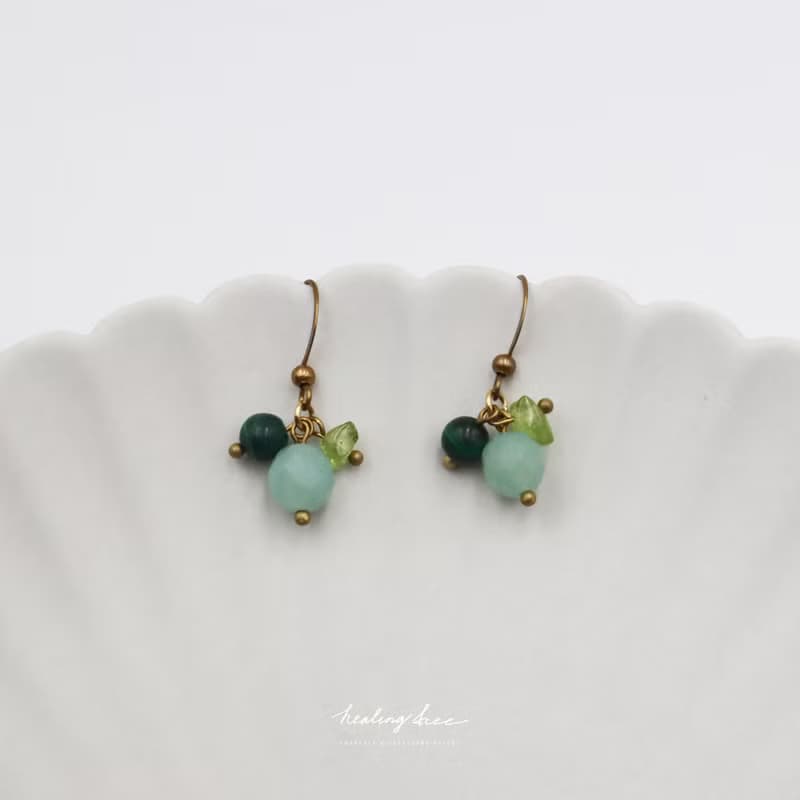 【雲霧綠森】天河石垂墜耳環