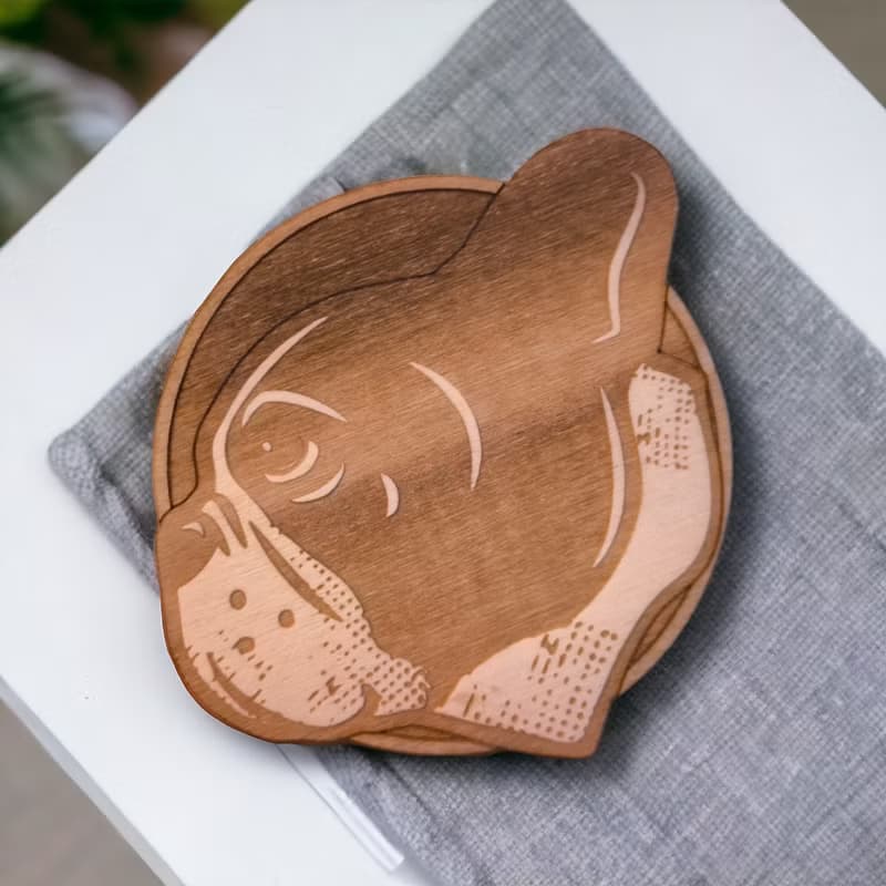 French Bulldog Wooden Coaster Set – Unique Designs on Wooden Drink Coasters