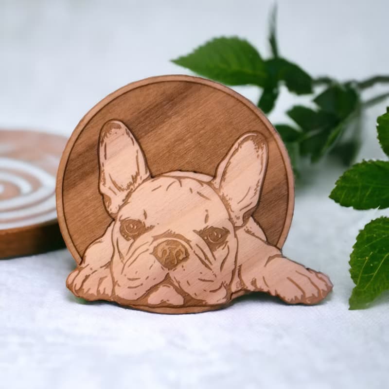 French Bulldog Wooden Coaster Set – Unique Designs on Wooden Drink Coasters