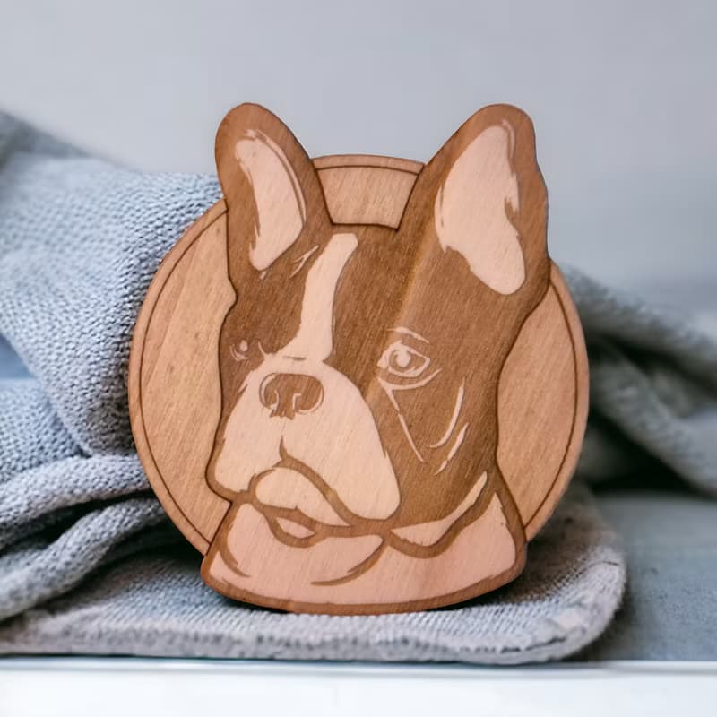 French Bulldog Wooden Coaster Set – Unique Designs on Wooden Drink Coasters