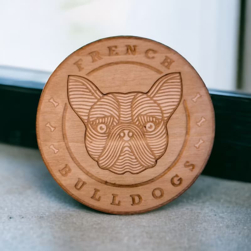 French Bulldog Wooden Coaster Set – Unique Designs on Wooden Drink Coasters