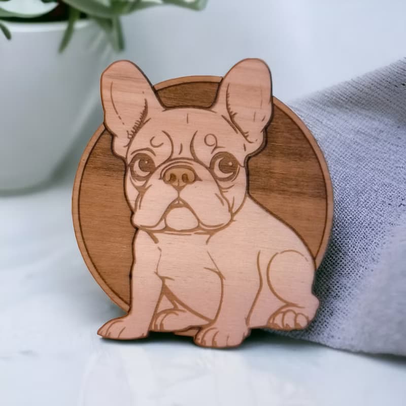 French Bulldog Wooden Coaster Set – Unique Designs on Wooden Drink Coasters