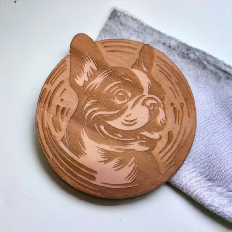 French Bulldog Wooden Coaster Set – Unique Designs on Wooden Drink Coasters