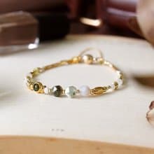 事業 x 水草瑪瑙 橄欖石 白玉 月光石 白紋石 綠【星空浩瀚】手鍊