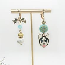 飛機耳 / 原創耳飾 / 【哈士奇】/ 天河石 / 白松石