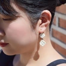 花磚物語 海棠花 花磚耳環 石塑土 原創手作耳環