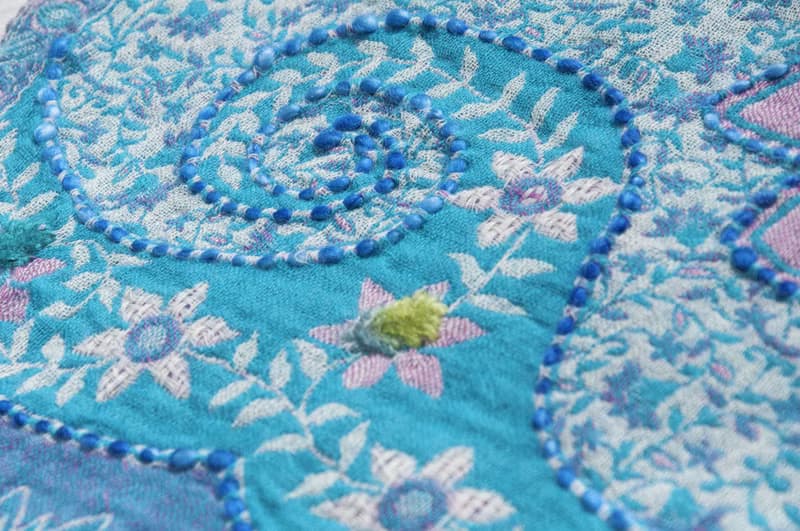 喀什米爾Cashmere羊絨毯 刺繡毛毯 羊毛蓋毯 保暖披肩 針織 刺繡羊毛披肩 針織圍巾 刺繡圍巾 羊絨披巾 聖誕-花