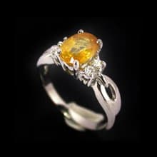 Natural yellow golden sapphier ring silver sterling 8.5 x 6 size 7.0 free resize