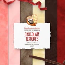 Watercolor Chocolate digital paper, tasty seamless pattern set, Watercolor Candy