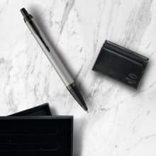 Parker 派克 新IM  特別款內斂灰原子筆 牛皮卡夾禮盒 免費刻字